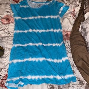 Medium blue and white dress